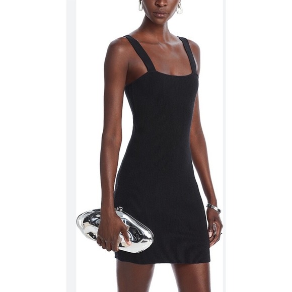 AQUA Ribbed Sleeveless Bodycon Dress Women's Black‎ Scoop Neck Pullover Style XL - Picture 1 of 11